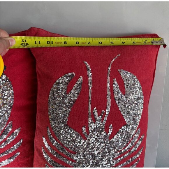 Unbranded Set of 2 Lobster Throw Pillows Red Size 18" x 12" - Picture 3 of 8
